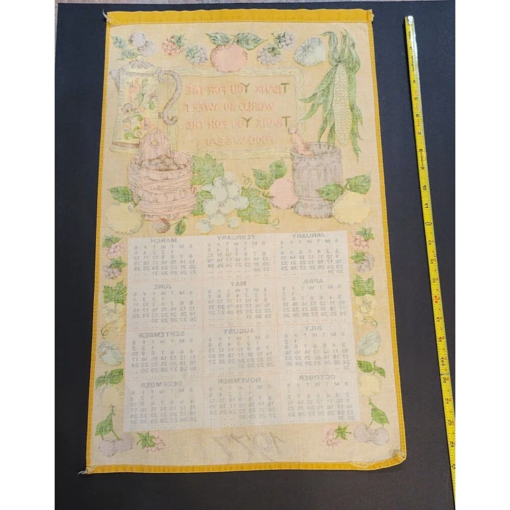vintage 1977 calendar tea towel 
